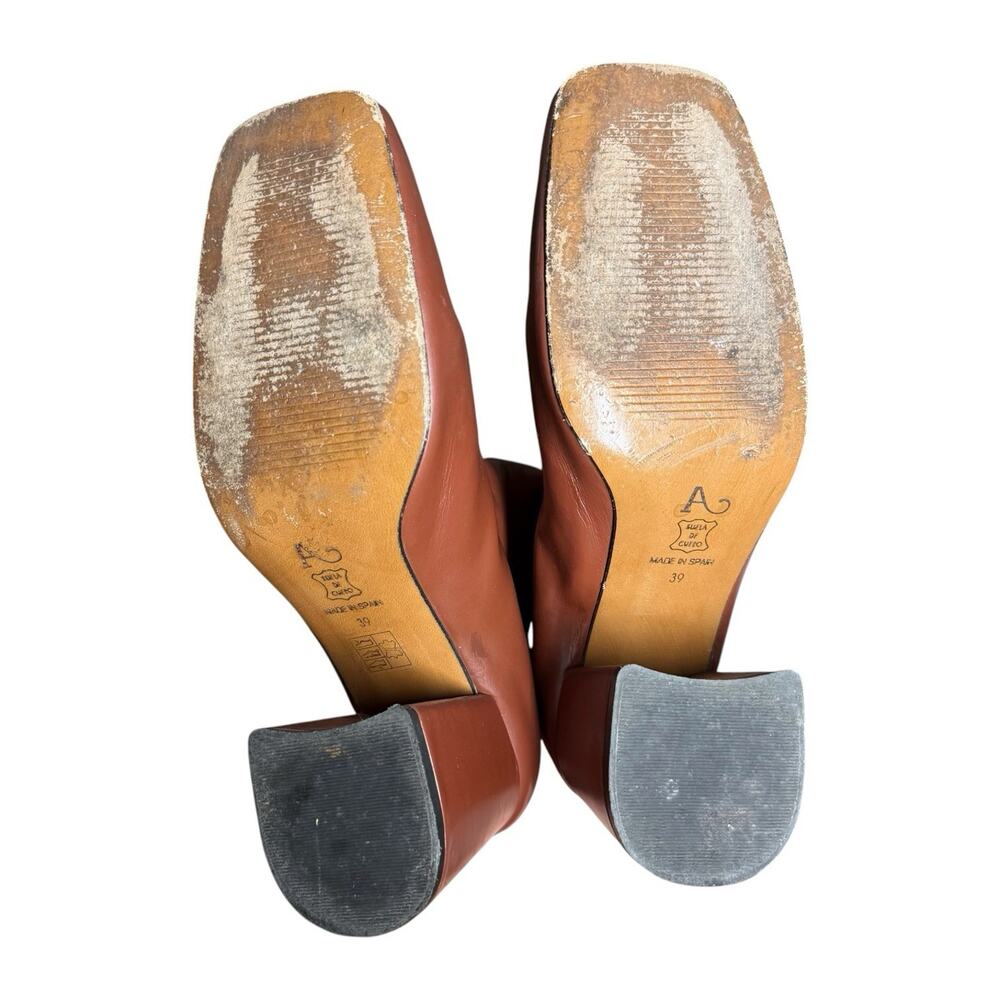 About Arianne Red Brown Chestnut Leather Square Toe Nico Heeled Boots 39 / US 9 - Picture 11 of 14